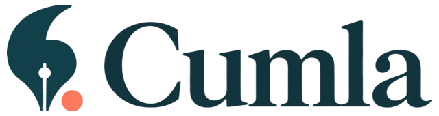 Cumla logo: a quotation mark shaped like a fountain pen nib